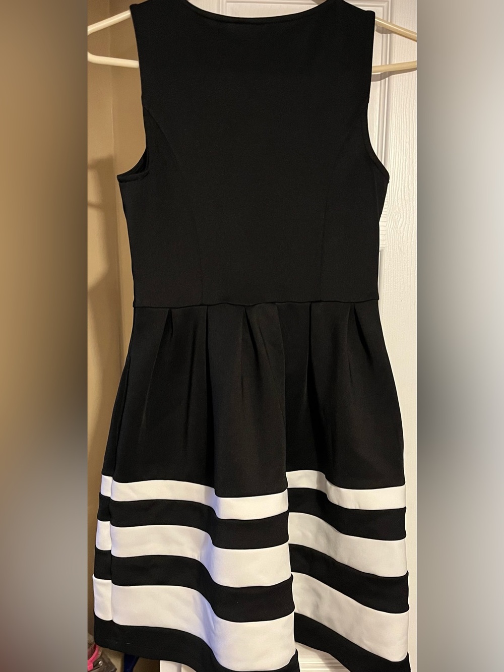 Justice Black and White Striped Fit-and-Flare Dress